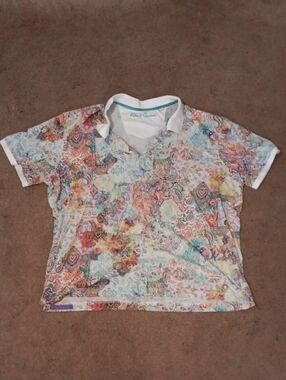 Robert Graham white shirt with teal embroidery